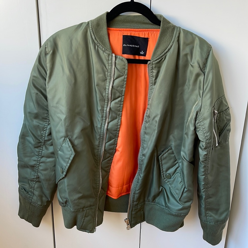 Green puffer jacket